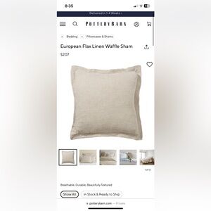 Pottery barn Flax Linen Waffle Sham set of 3